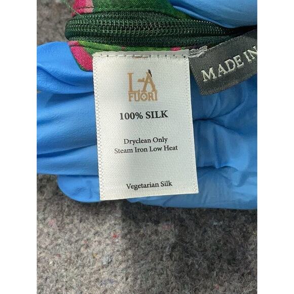 La Fuori Pink Leopard Jungle Tropical 100% Silk Pants Small - Picture 4 of 5